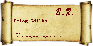 Balog Réka névjegykártya